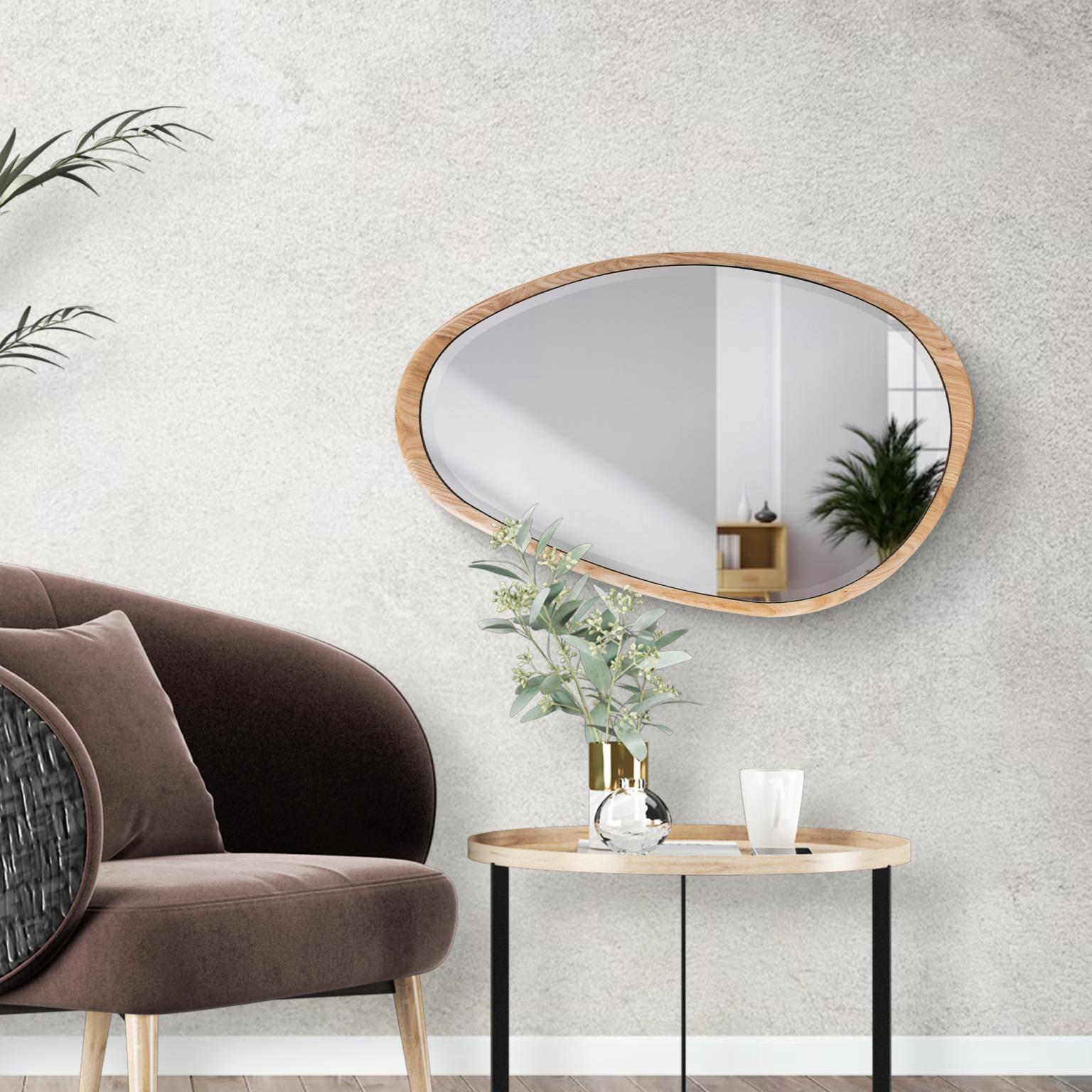 Tyler Dillon Asymmetrical Bleached Oak Wood Framed Wall Mirror