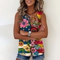 thumbnail image 5 of Kctiaxy Women's Tank Tops Trendy Front Cutout Crew Neck Sleeveless Shirts Summer Casual Vintage Printed Loose Tank Blouse, 5 of 6