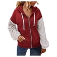 thumbnail image 2 of EGNMCR Veste à Manches Longues pour Femmes, Veste Décontractée Sans Capuche à Manches Longues, Manteau à Capuche Patchwork Contrasté pour Femmes, 2 of 9