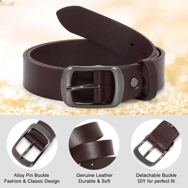 2 Pack Adjustable Women Leather Belts for Jeans, Fashion  display picture 3