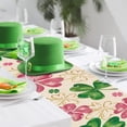 thumbnail image 6 of St Patricks Day Shamrock Table Runner, Pink Gold Lucky Clover Kitchen Dining Table Decor, Irish Spring Burlap Home Decoration Indoor Outdoor Party Supply 13 x 72 Inches, 6 of 6