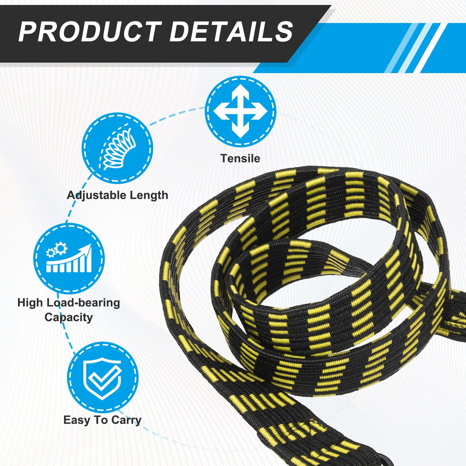 Uxcell 118" Adjustable Bungee Cords with Hook, 2Pcs Heavy Duty Outdoor Elastic Bungee Straps for Securing Luggage Moving Cargo, Yellow