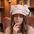 thumbnail image 3 of Slccxzc Pink Puppy Ears Beret Hat with Pin Plush Bone Y2K Women Winter Painter Cap Daily Casual Dog Walking Headwear, 3 of 7