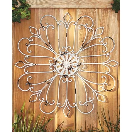 Outdoor Antique White Rustic Finish Iron Wall Medallions ...