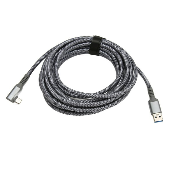 10ft Black Link Cable & Replacement Quest 2 Charger - High Speed Data Transfer & Fast Charge, PC Gaming & Charging with Angled Type C USB3.2 Gen1 to USB Type A Power Cord