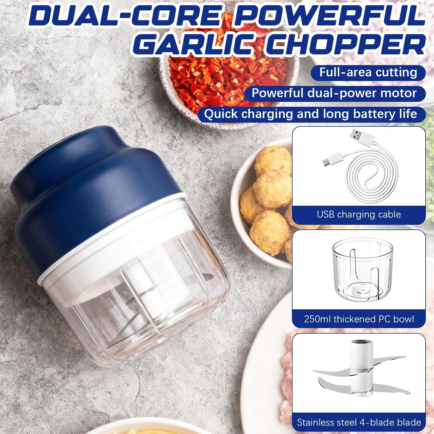 2026 New Household Electric Garlic Crusher | Mini Portable USB Charging Wireless Food Processor for Chopping Veggies, Onion & Ginger