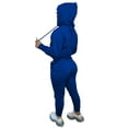 thumbnail image 3 of Fangasis Women Jogger Set Drawstring Tracksuit Sets Long Sleeve Two Piece Outfit Ladies Athletic Hooded Sweatshirts And Sweatpants Straight Leg Fitness Sweatsuits Blue S, 3 of 4