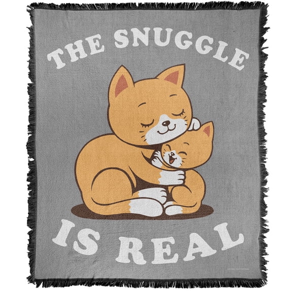 bCreative - LCT Creative Blanket, 50'x60' The Snuggle is Real Woven Tapestry Cotton Blend Fringed Throw Blanket