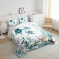 thumbnail image 4 of Feelyou Kawaii Sea Turtle Bedding Comforter Set, Dreamy Marine Animal Twin Comforter Sets, Seashell Starfish Coral Reversible Bedding Set, Lightweight Room Decor, 2pcs, 4 of 9