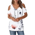 thumbnail image 2 of Soki Blouses à Épaules Dénudées pour Femmes en Liquidation Manches Courtes Col en V Tops à la Mode, 2 of 6