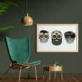 thumbnail image 2 of Day of the Dead Wall Art with Frame, Skull Human Heads with Happy Faces Floral and Geometric Shaped Eyes Print, Printed Fabric Poster for Bathroom Living Room, 35" x 23", Multicolor, by Ambesonne, 2 of 2