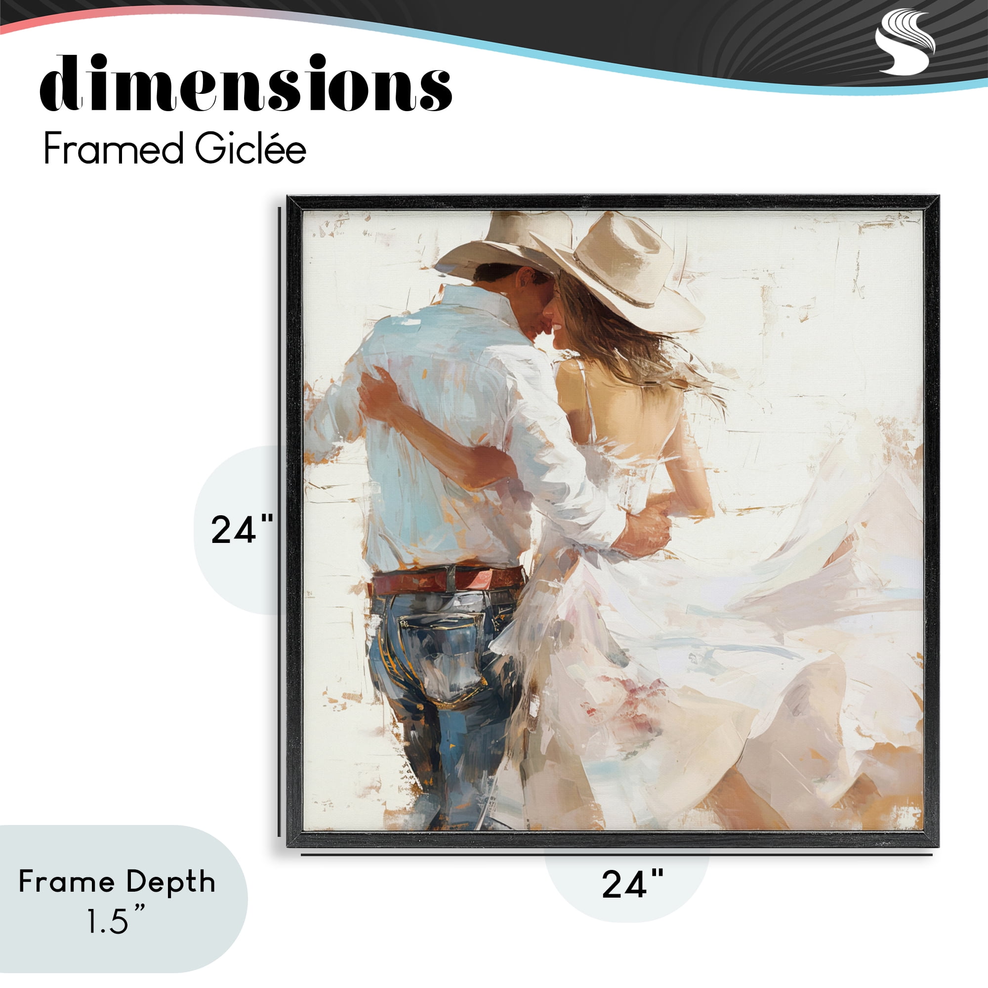 Stupell Industries Cowgirl Romance Couple Black Framed Giclee Art, design by Tina LeCour