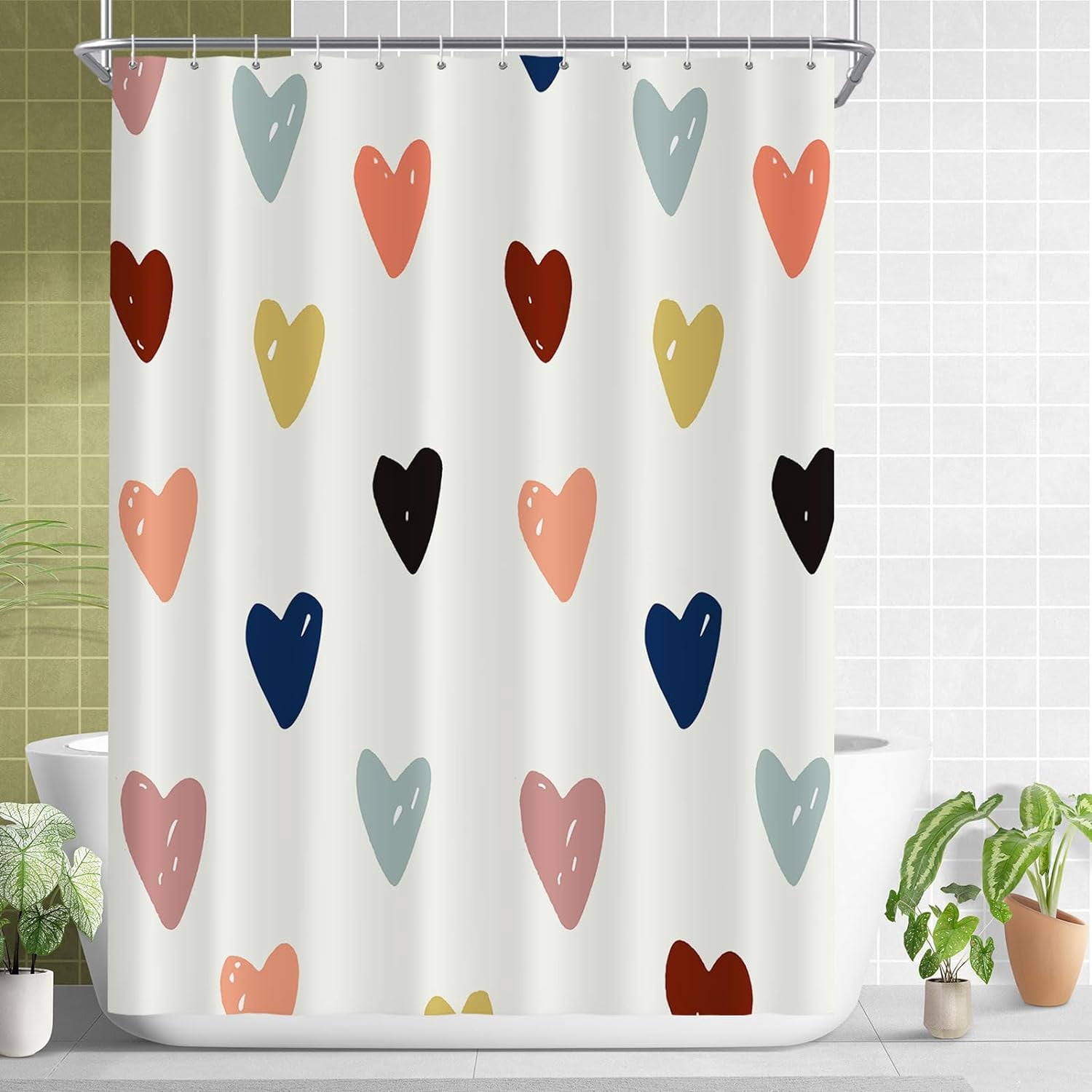 4 Pieces Cartoon Bear Shower Curtain Set Kawaii Bathroom Accessories, Toilet Lid and Non-Slip Rugs,Cute Waterproof Shower Curtain Bathroom Accessories Sets Home Decor,12 Hooks,72 x 72 Inches