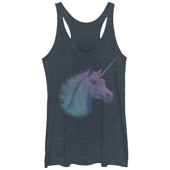 Women's Lost Gods Lucky Unicorn Racerback Tank Top Navy Blue Heather Small