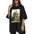 thumbnail image 4 of Plus Size Shirt for Women Black Tops for Women Short Sleeves Shirt for Women Castle (41） T Shirt Crewneck Shirt for Women 4XL, 4 of 5