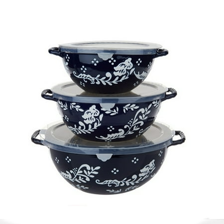 Mikasa With Lid Sugar Bowl - Valerie Bertinelli 3-Piece Hand Painted Bowl Set with Lids