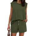thumbnail image 5 of Women 2 Pieces Sleeveless Sets Solid Color Tank Tops and Short Lounge Sets, 5 of 6