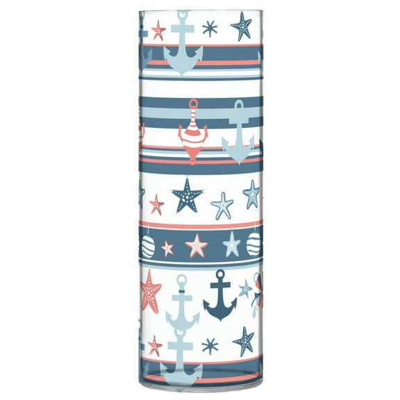 JSTEL Seafish Anchor Stripe Flower Vase Decorative Floreros for Home Decor Bedroom Living Room Office Table Shelf Bathroom