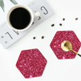 thumbnail image 4 of Honeii Pink Glitter Print Leather Coaster Set of 6, Ideal for Safeguarding Your Furniture from Drinks Spills and Effortless Cleanup,Hexagon, 4 of 6