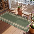 thumbnail image 3 of Nanan Scalloped Runner Rug 2'x6' Edge Jute Rug, Washable Non Slip Low Pile Indoor Outdoor Rug Farmhouse Carpet for Living Room Dining Room Patio Entryway, Green, 3 of 7