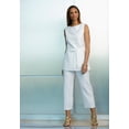 thumbnail image 2 of Jessica London Women's Plus Size Two Piece Sleeveless Tunic Top Capri Pants Linen Blend Set, 2 of 2