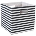 thumbnail image 1 of Design Imports CAMZ10607 Cube de Rangement Carré en Polyester à Rayures Fines 13 x 13 x 13 Po, Noir, 1 of 9