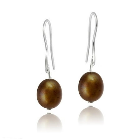 Baroque Freshwater Pearl Earrings - Stainless Steel Baroque Freshwater Cultured Champagne Pearl Dangle Earrings