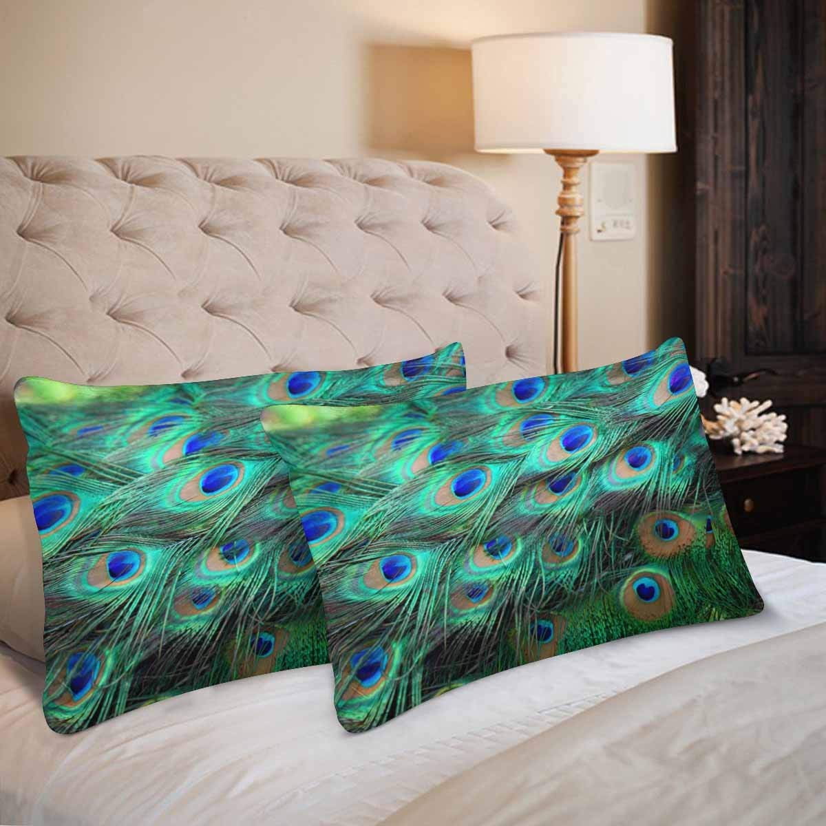 GCKG Colorful Peacock Feathers Beautiful Animal Pillow Cases Pillowcase