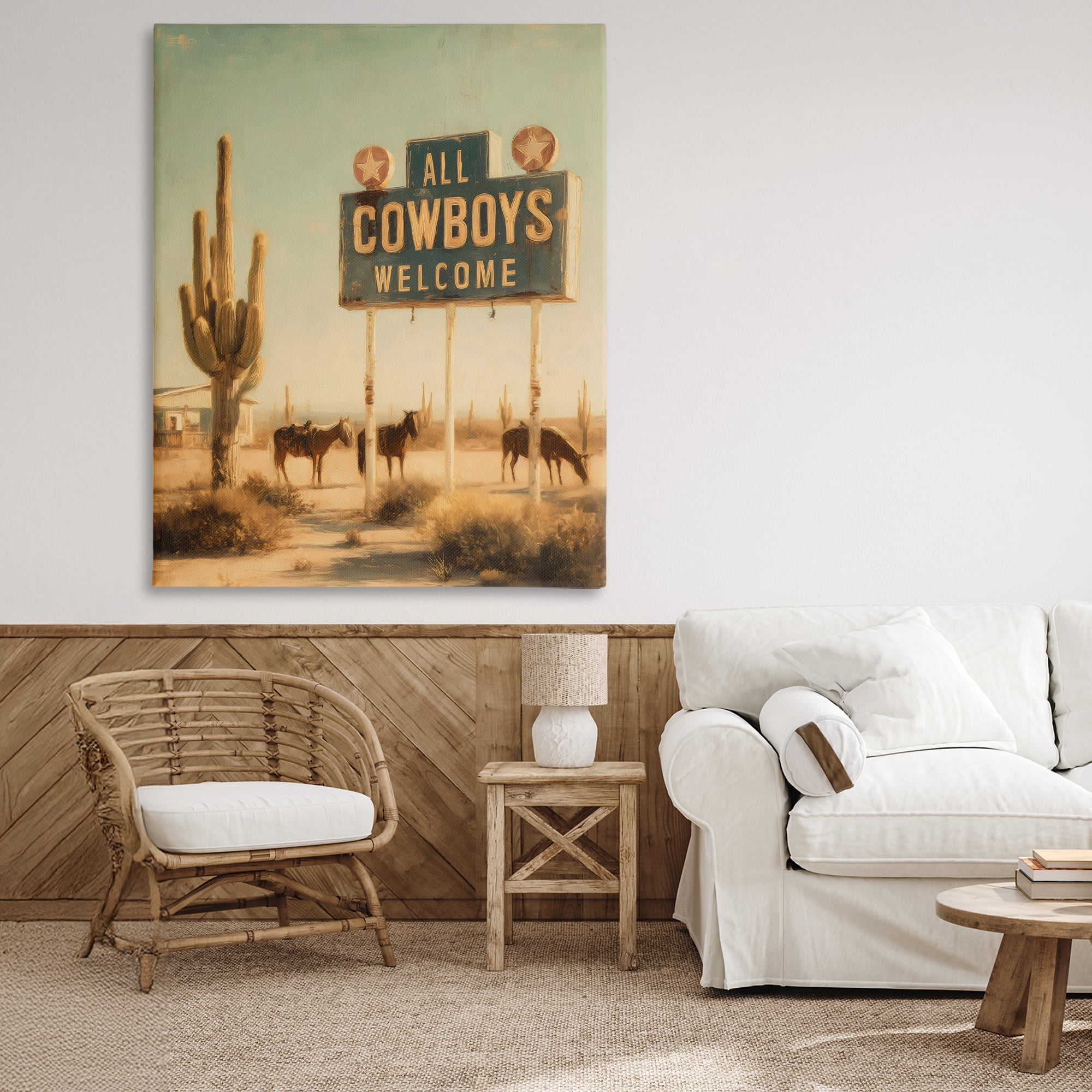 Stupell Industries All Cowboys Welcome Desert Canvas Wall Art, design by Arlington Prints