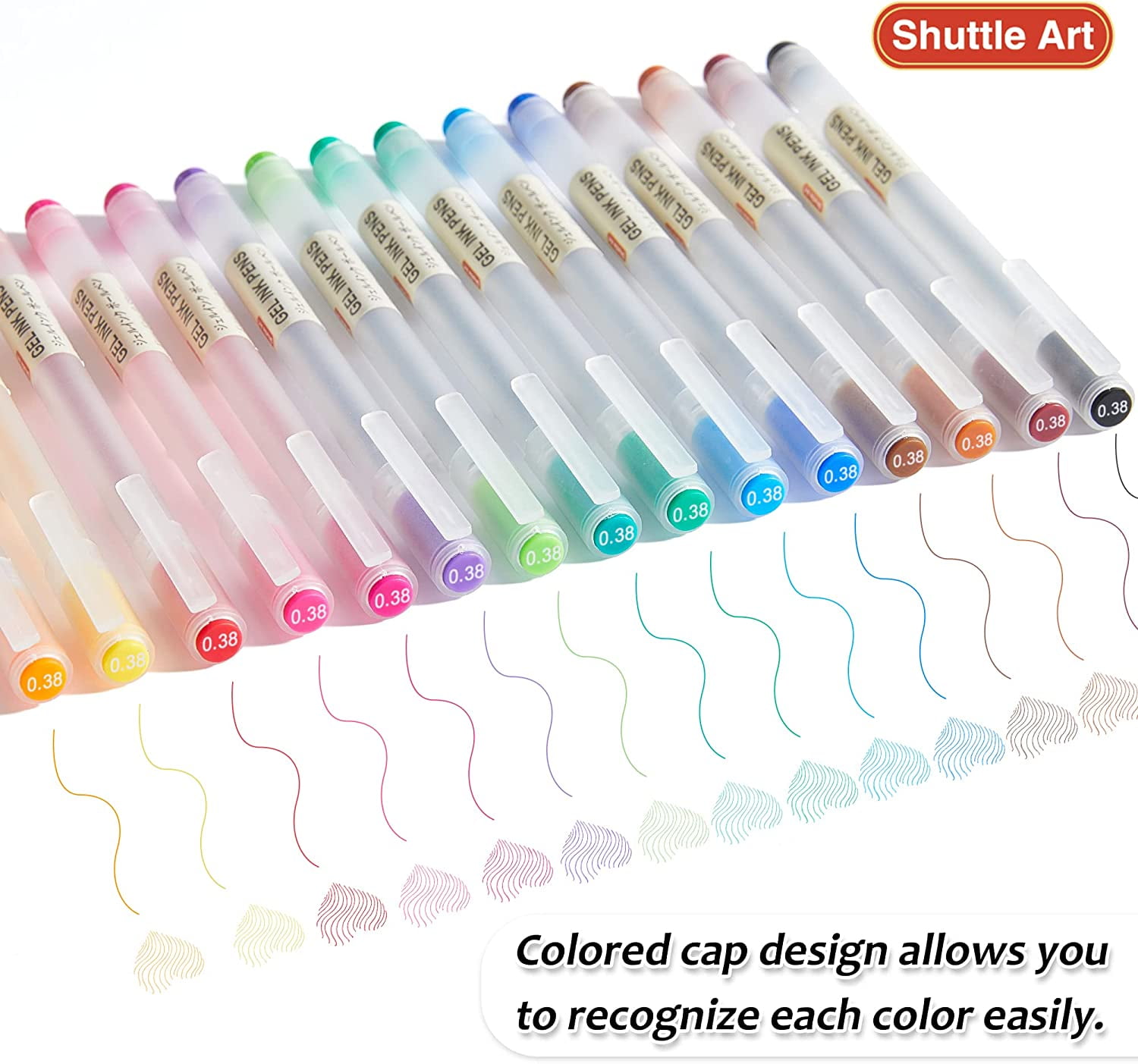 (3 pack) Art Gel Pens, Shuttle Art 15 Colors Japanese Style Pens, 0.38mm Extra-Fine Ballpoint Pens for Home and Office