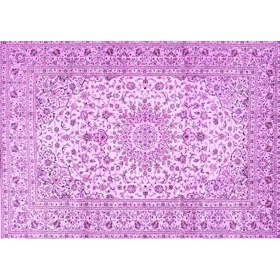 Ahgly Company Indoor Rectangle Medallion Purple Traditional Area Rugs, 5' x 8'