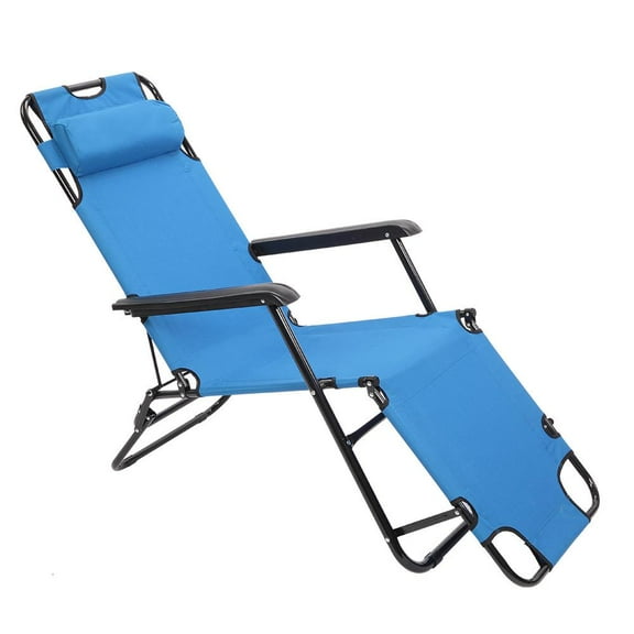 SalonMore Foldable Steel Outdoor Chaise Lounge - Blue and Black