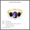 thumbnail image 4 of Gem Stone King 2.04 Ct Oval Checkerboard Purple Amethyst Black Onyx 10K Yellow Gold Ring (Size 6), 4 of 4
