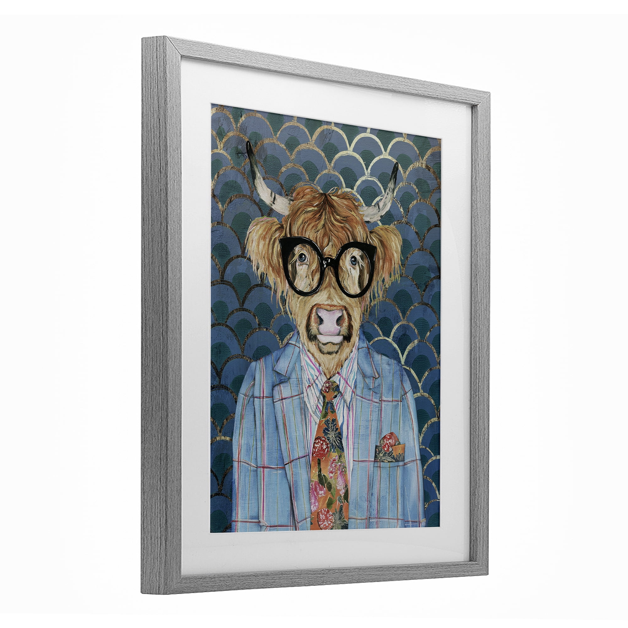 Stupell Industries Cool Highlander Portrait Gray Framed Print Under Glass, design by Svetlana Aleynikova