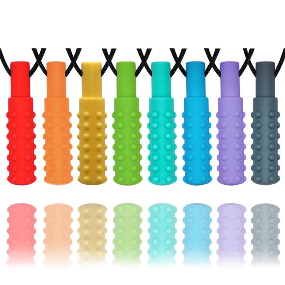 Collar masticable Hoaisun Sensory para niños y niñas, paquete de 8