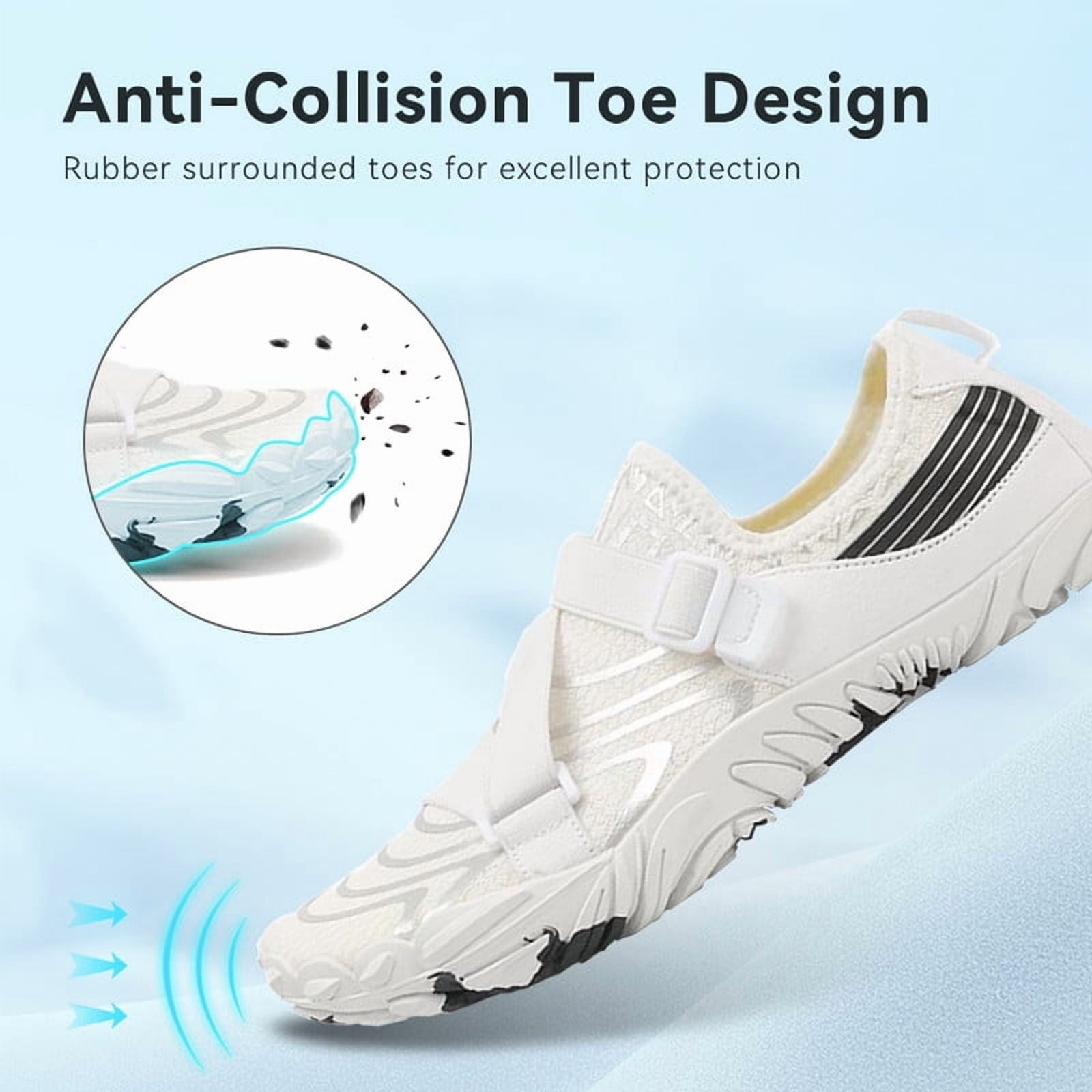 Stepedia Women's Wide Barefoot Water Shoes Quick Dry Athletic Beach Shoes, White US 9.5
