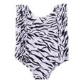 thumbnail image 1 of Xingqing Newborn Baby Kids Girls One Piece Ruffle Solid Color Zebra Print Swimwear, 1 of 10