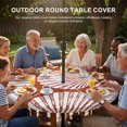 thumbnail image 3 of Round Outdoor Tablecloth with Umbrella Hole and Zipper, Burnt Orange Scallop Coastal Tablecloth with Elastic Waterproof, Summer Beach Nautical Patio Table Covers for 55" - 60" Picnic Pool Tables, 3 of 9