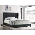 thumbnail image 2 of Black Velvet Panel Bed with Tufted Headboard in Eastern King, 2 of 3