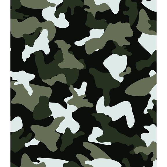 Black & Multiple Shades of Green Camoflauge Pattern Edible Icing Image Cake Topper, by Tnct.