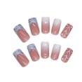 thumbnail image 6 of Press on Nails Medium Pink Fake Nails Heart Glitter Designs Glossy Glue on Nails Full Cover Rhinestone Acrylic False Nails 24PCS Cute Shiny Valentine's Day Gel Nails, 6 of 8
