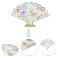 thumbnail image 3 of Unique Bargains Rose Print With Tassel Folding Fan 1 Pc For Summer Decorations White, 3 of 5