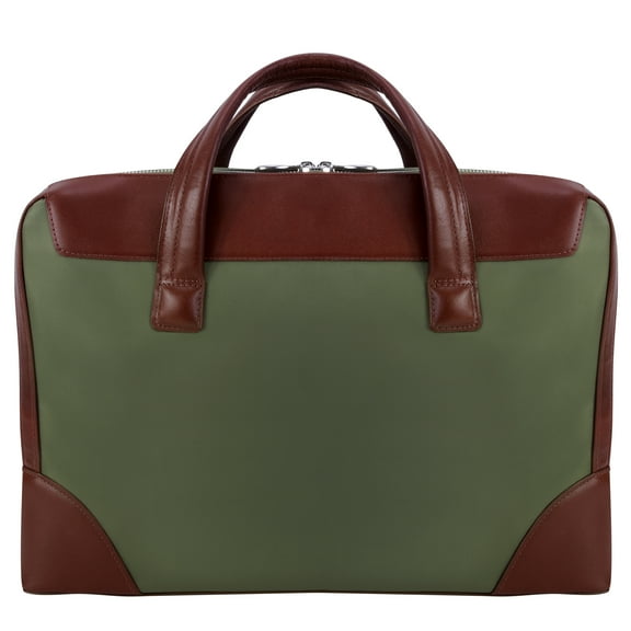 McKlein HARPSWELL, Dual Compartment Laptop Briefcase, Nano Tech-Light Nylon with Leather Trim, Navy (18567)