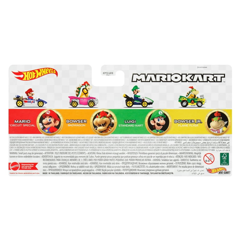 Hot Wheels Mario Kart Vehicle 4-Pack, Collectible Gift for Kids