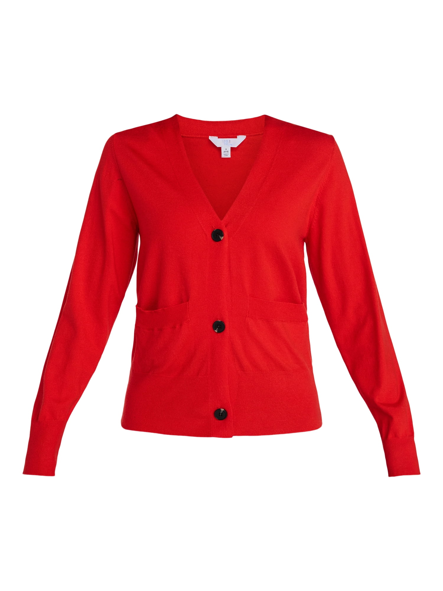 Time and Tru Women's V-Neck Cardigan Sweater, Lightweight, Sizes XS-XXXL