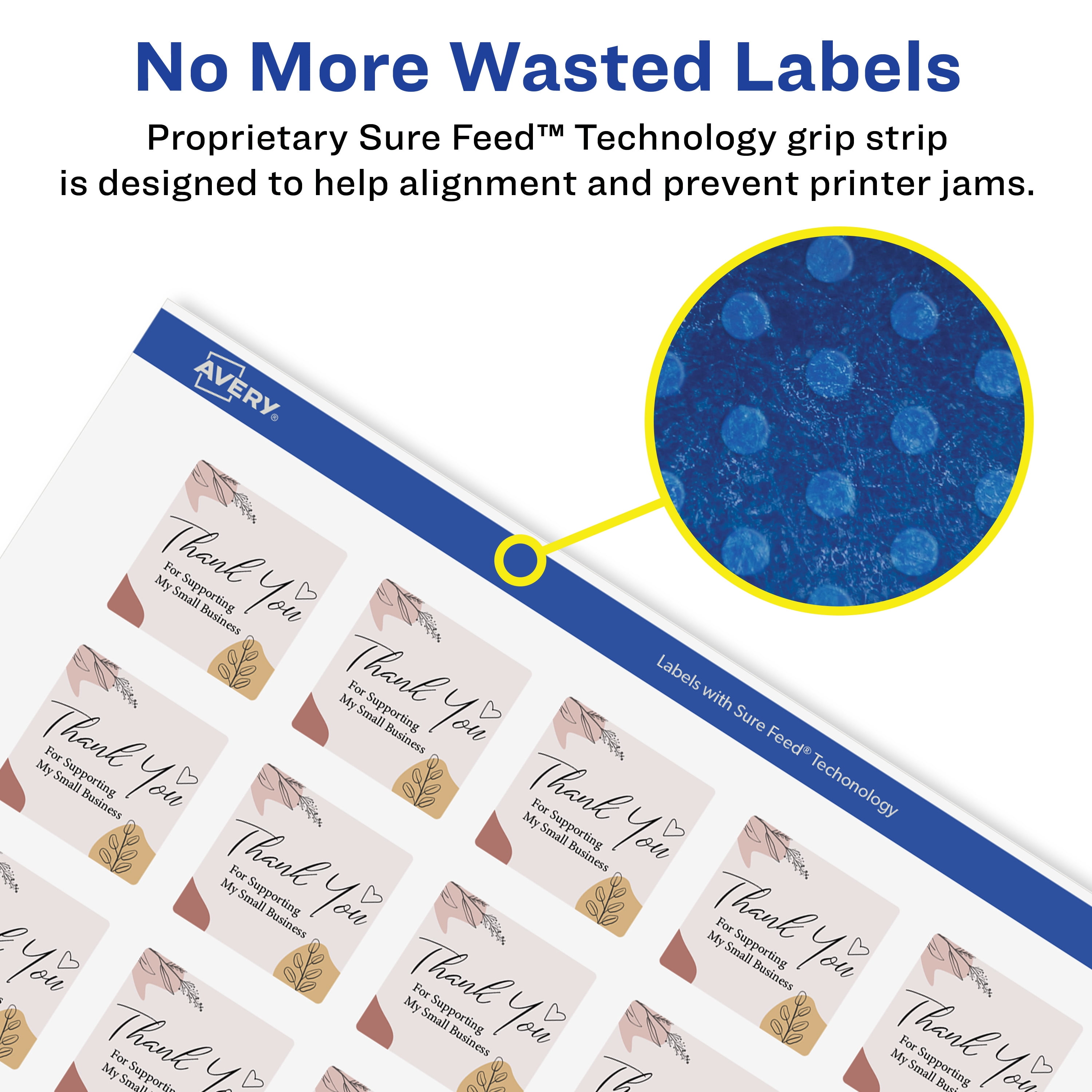 Avery Glossy White Square Labels, 1" x 1", 1,200 Total
