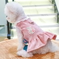 thumbnail image 4 of Dinheiro Vestido de arnés para perro con anillo en D, parche de conejo, encaje, princesa, vestido de cachorro, falda, otoño, invierno, pana gruesa, ropa para mascotas, vestidos para perros pequeños,, 4 of 8