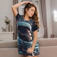 thumbnail image 3 of Fotbe Astronaut Helmet Reflections Bata de Dormir para Mujer con Estampado, Camisón de Algodón de Manga Corta, Ropa de Dormir Casual, 3 of 6