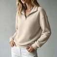 thumbnail image 5 of Quarter Zip Sweatshirt Women Collared Waffle Knit Oversized Hoodie 1/4 Zipper Ribbed Sleeve Cuffs Long Sleeve Soft Workout Fall Pullover Hoodies, 5 of 9