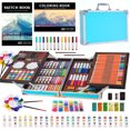 thumbnail image 1 of KINSPORY 139 pack Deluxe Portable Double Layers Coloring Drawing Kit with Sketch Pads, Art Set Gift for Artist Adults Beginners Kids (Blue), 1 of 6